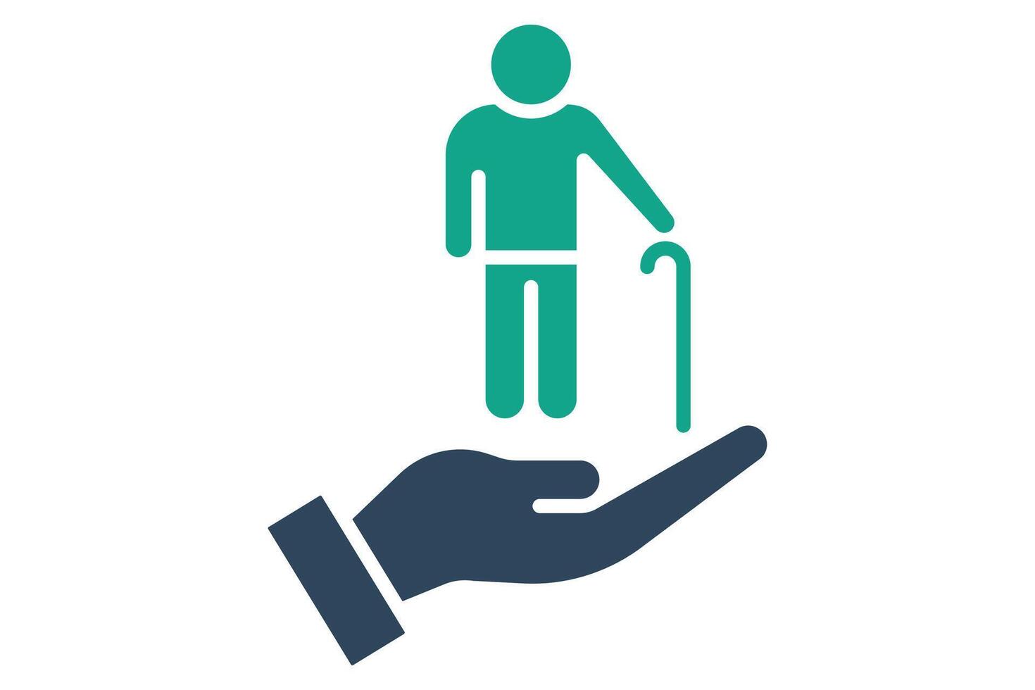 elderly care icon. hand with elderly. icon related to elderly. solid icon style. old age element illustration vector