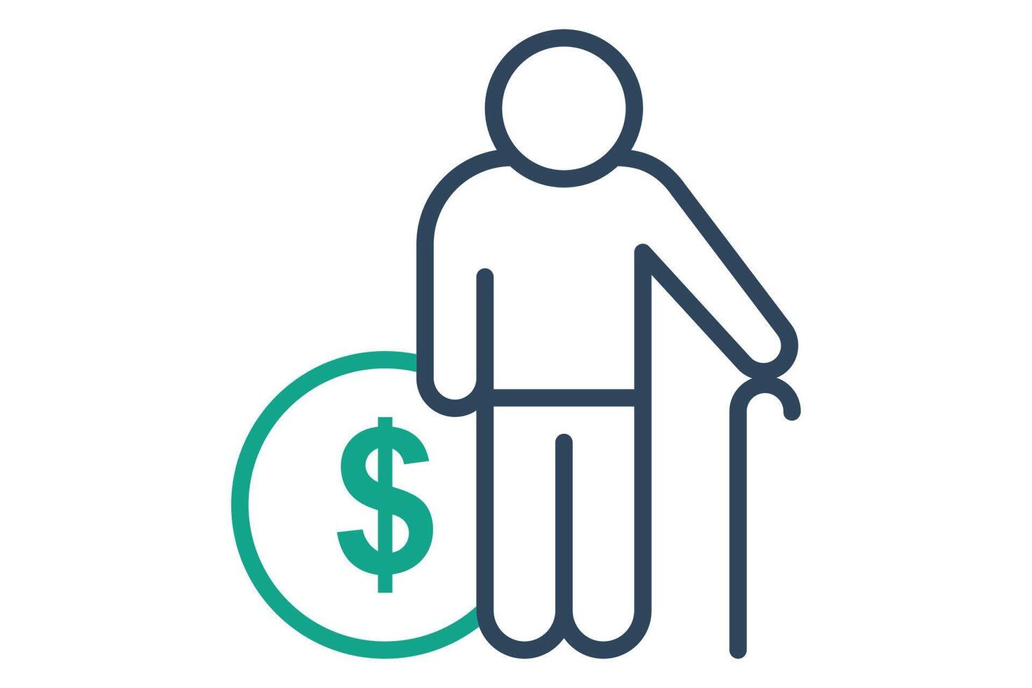 pension icon. elderly with dollar. icon related to elderly. line icon style. old age element illustration vector