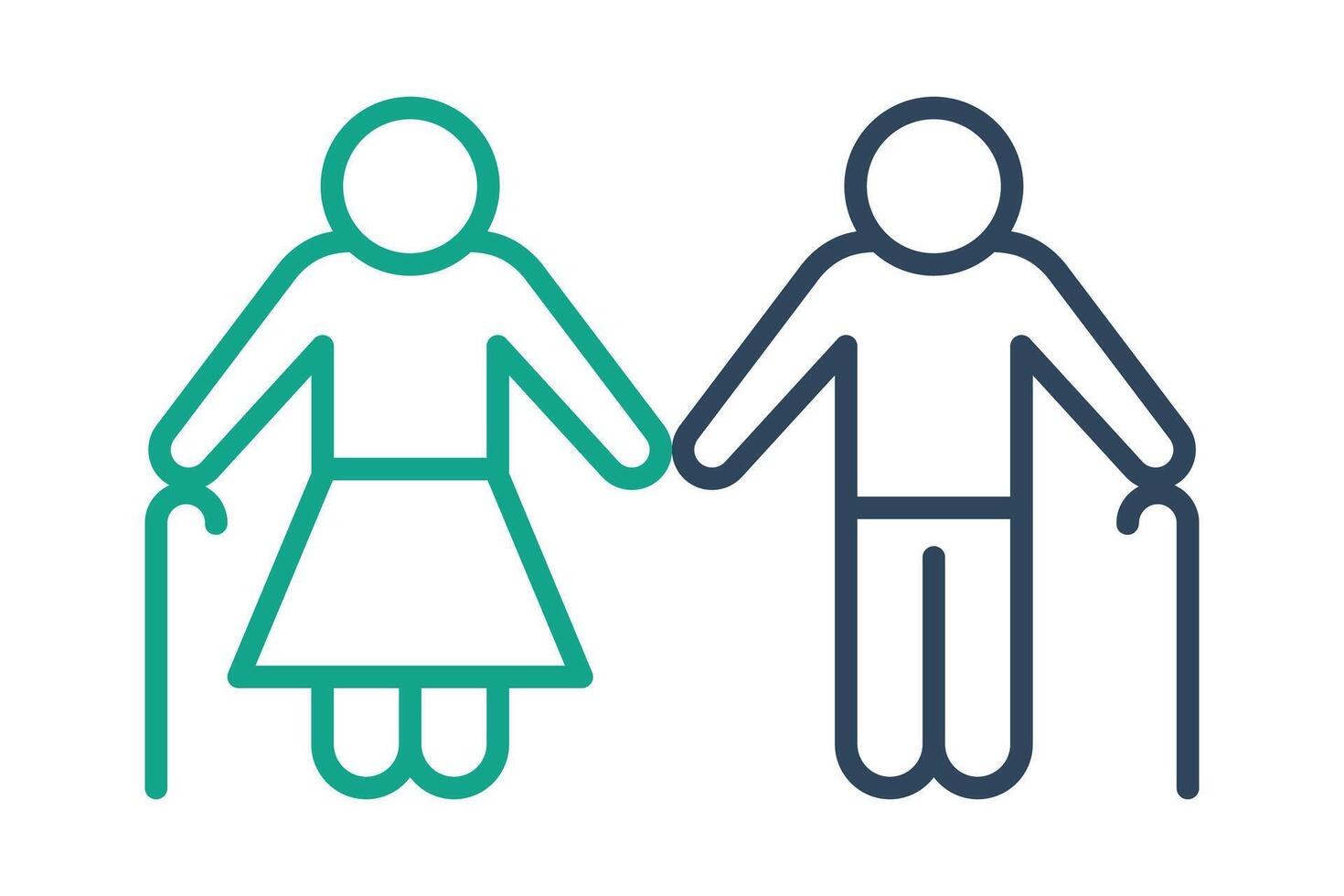 elderly care icon. old people use walking sticks. icon related to elderly. line icon style. old age element illustration vector
