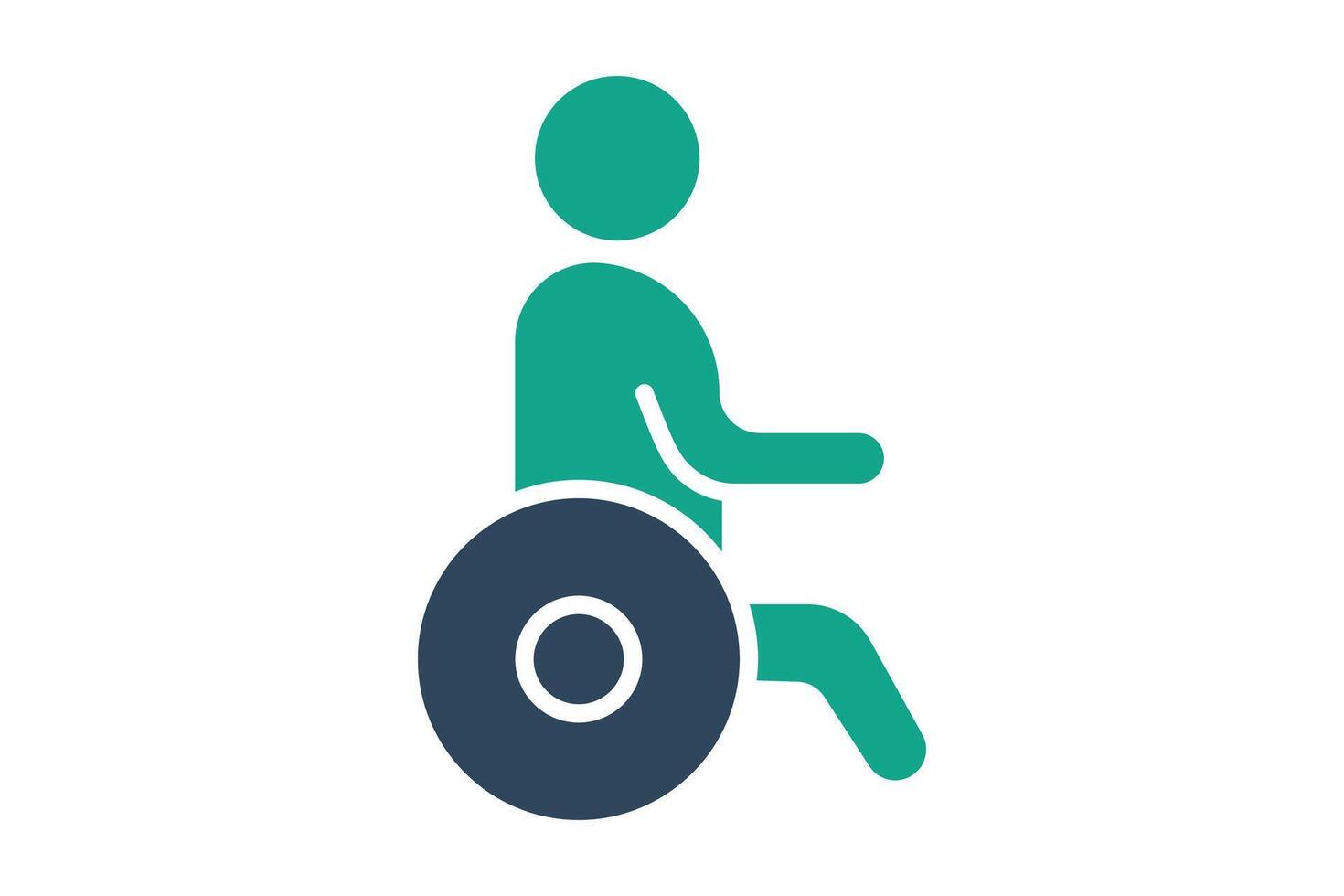 handicapped icon. people use wheelchairs. icon related to elderly. solid icon style. old age element illustration vector