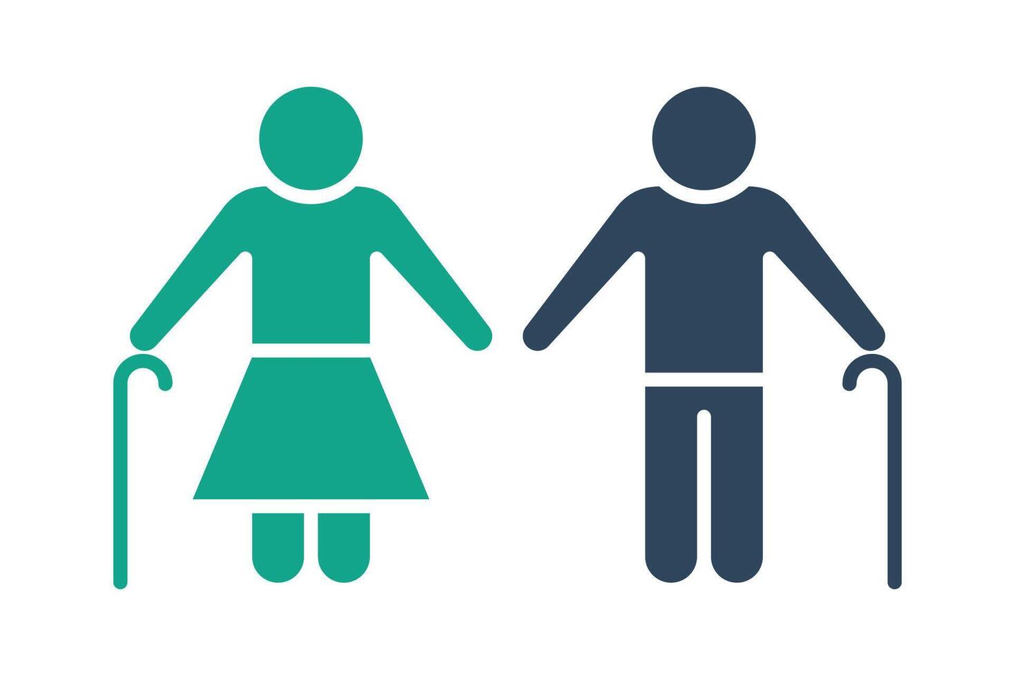 elderly care icon. old people use walking sticks. icon related to elderly. solid icon style. old age element illustration vector