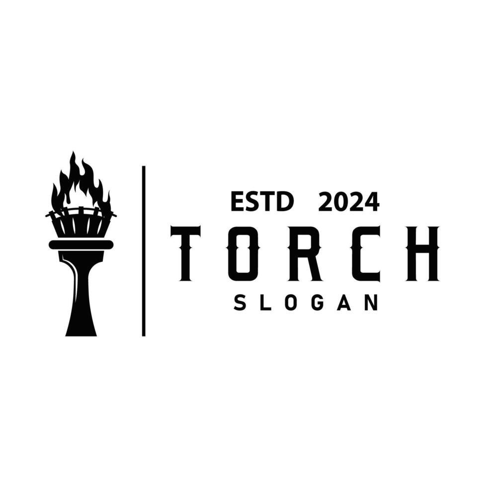 Illustration black silhouette torch logo flame design olympic sport victory inspiration vector