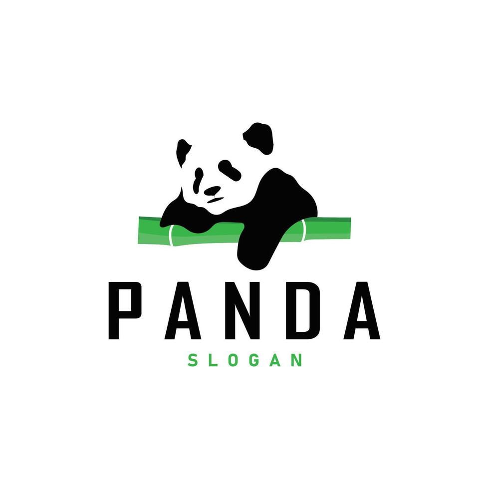 Cute and simple lazy black and white panda animal silhouette design template brand panda bear logo vector