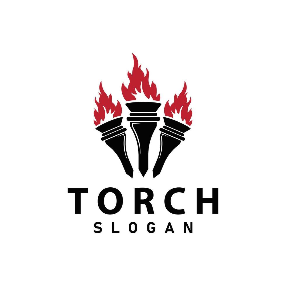 Illustration black silhouette torch logo flame design olympic sport victory inspiration vector
