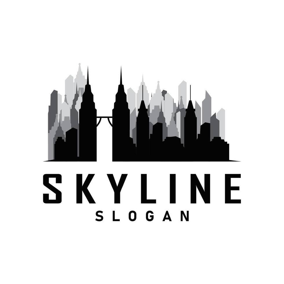Skyscraper black silhouette design beautiful city skyline logo with tall building city illustration for template and branding vector