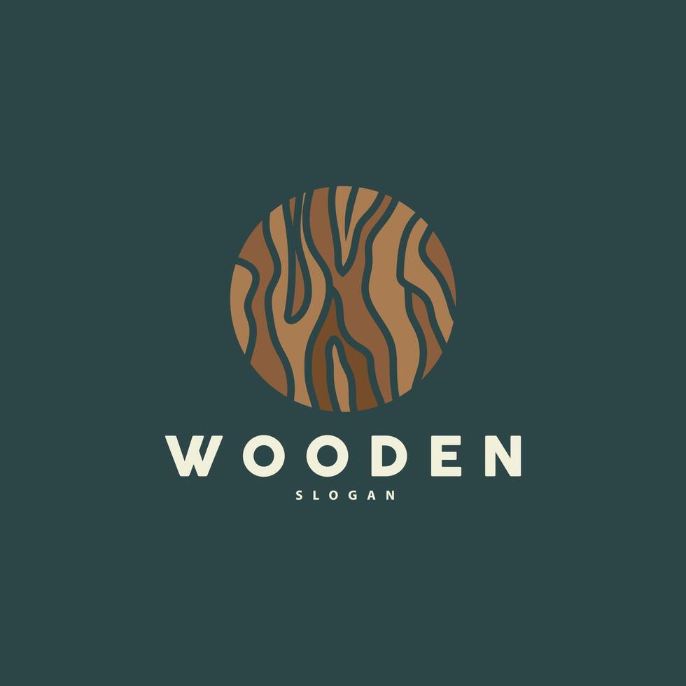 Wood Logo, Wood Fiber Bark Layer, Tree Trunk Inspiration Illustration Design vector