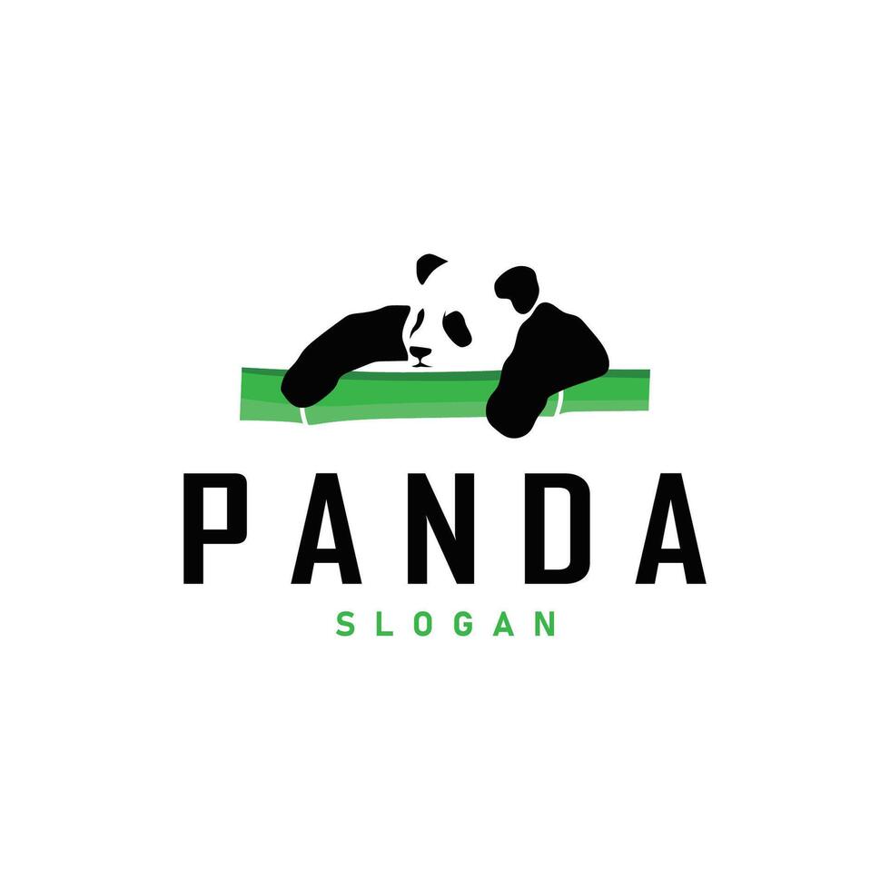 linda y sencillo perezoso negro y blanco panda animal silueta diseño modelo marca panda oso logo vector