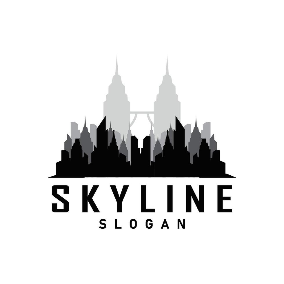 Skyscraper black silhouette design beautiful city skyline logo with tall building city illustration for template and branding vector