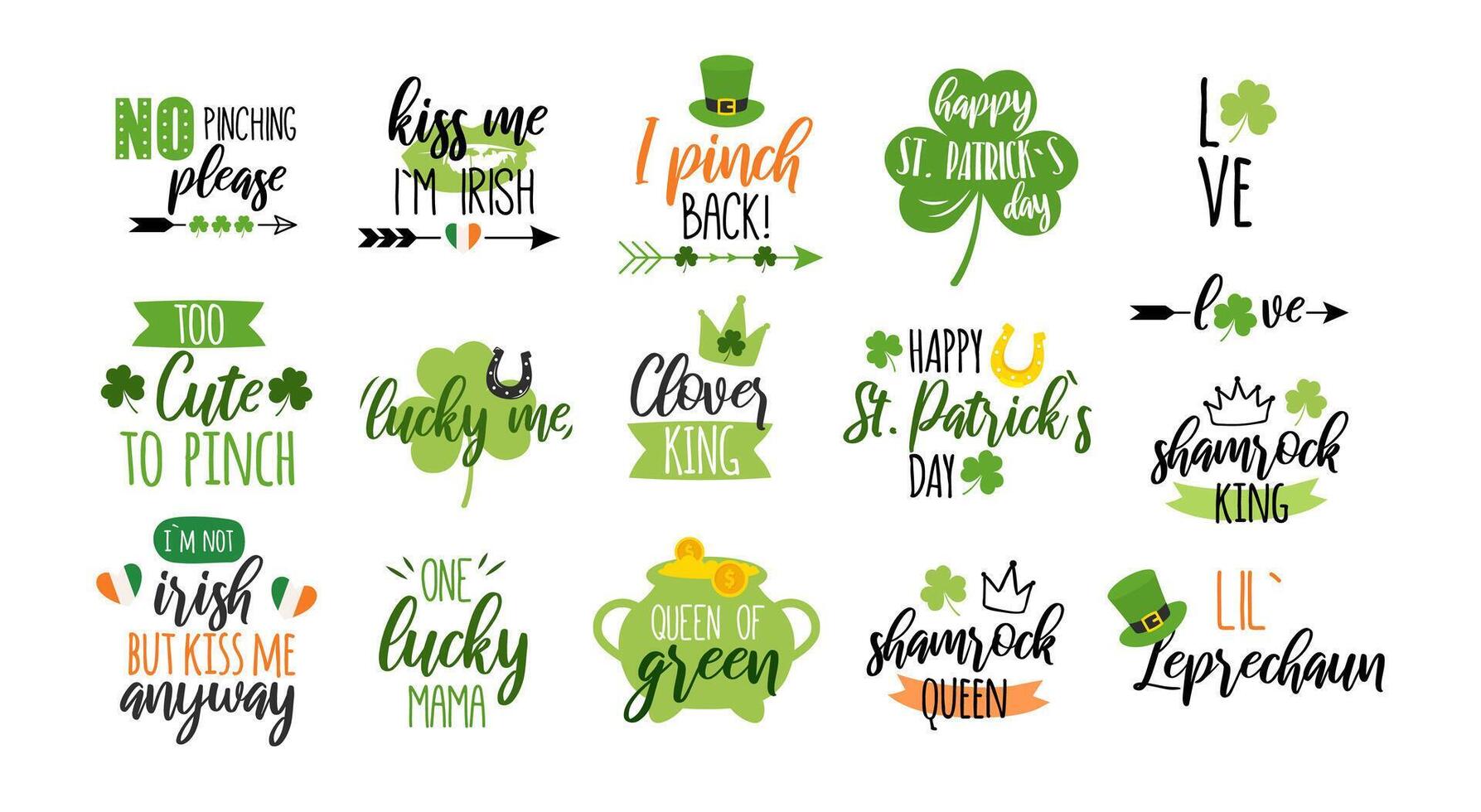 st patricks day lettering set vector