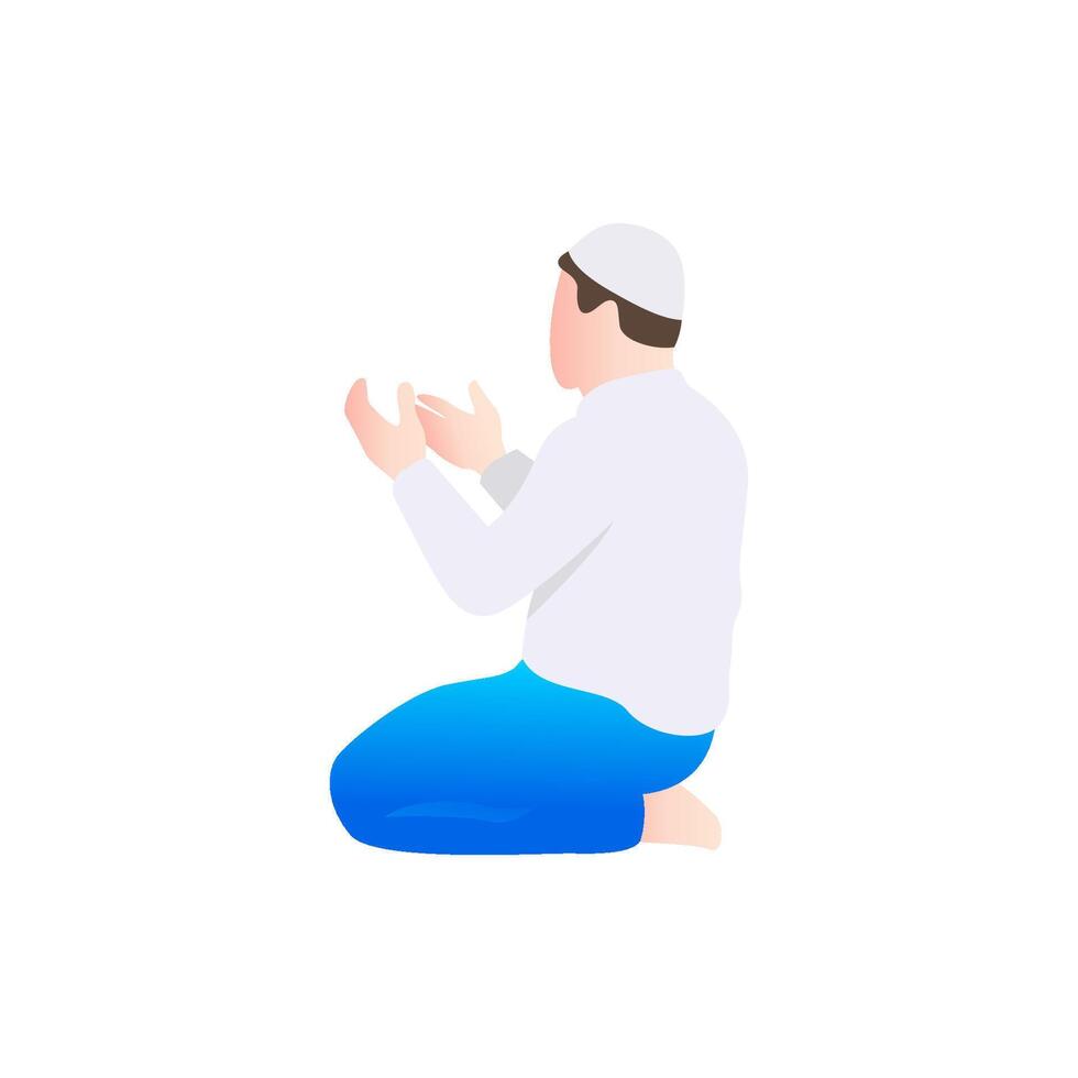 muslim person praying islamic prayer vector