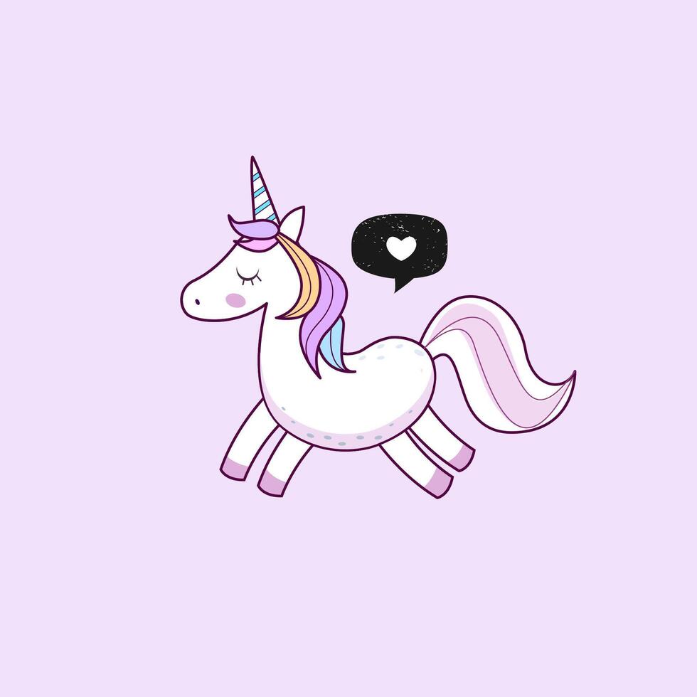 a cartoon unicorn with a speech bubble vector