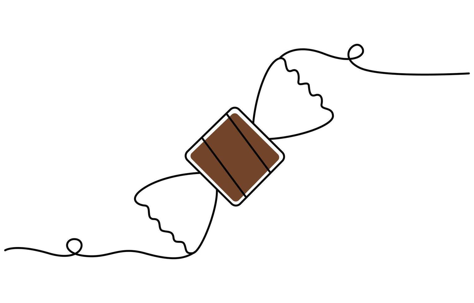 A drawing of a chocolate day bar with the word chocolate Single line art. vector
