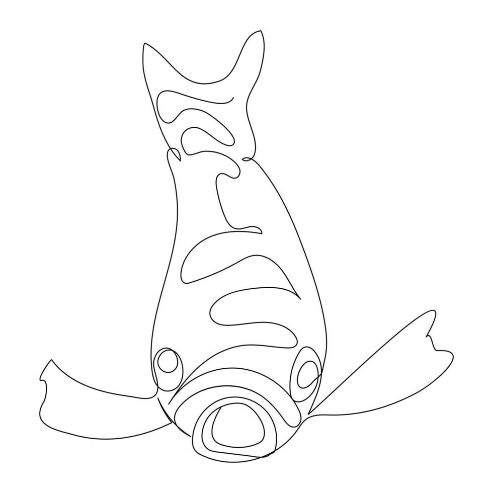Continuous single one line drawing of fish simple clown fish International world Oceans day vector