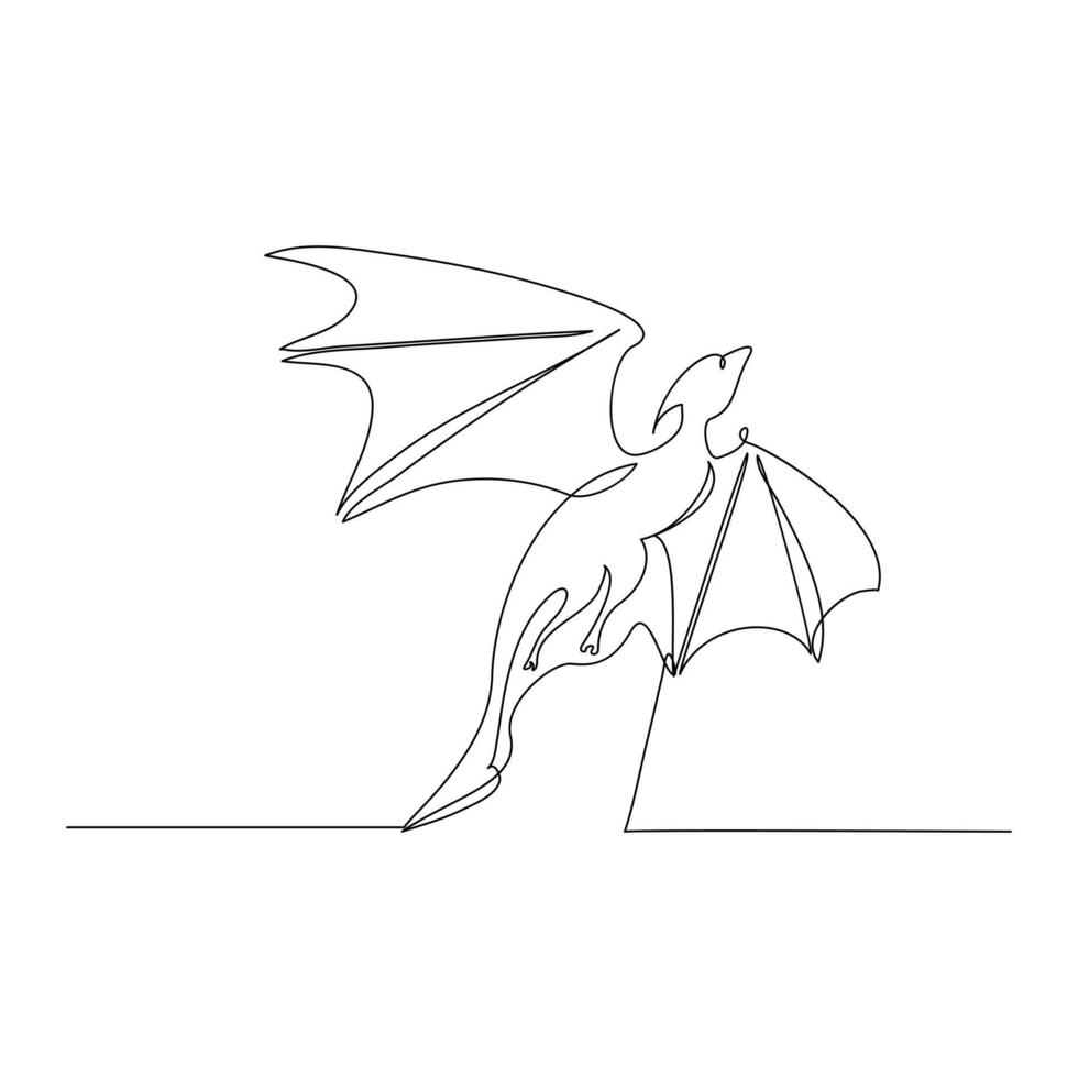 Continuous one line drawing dragon vector