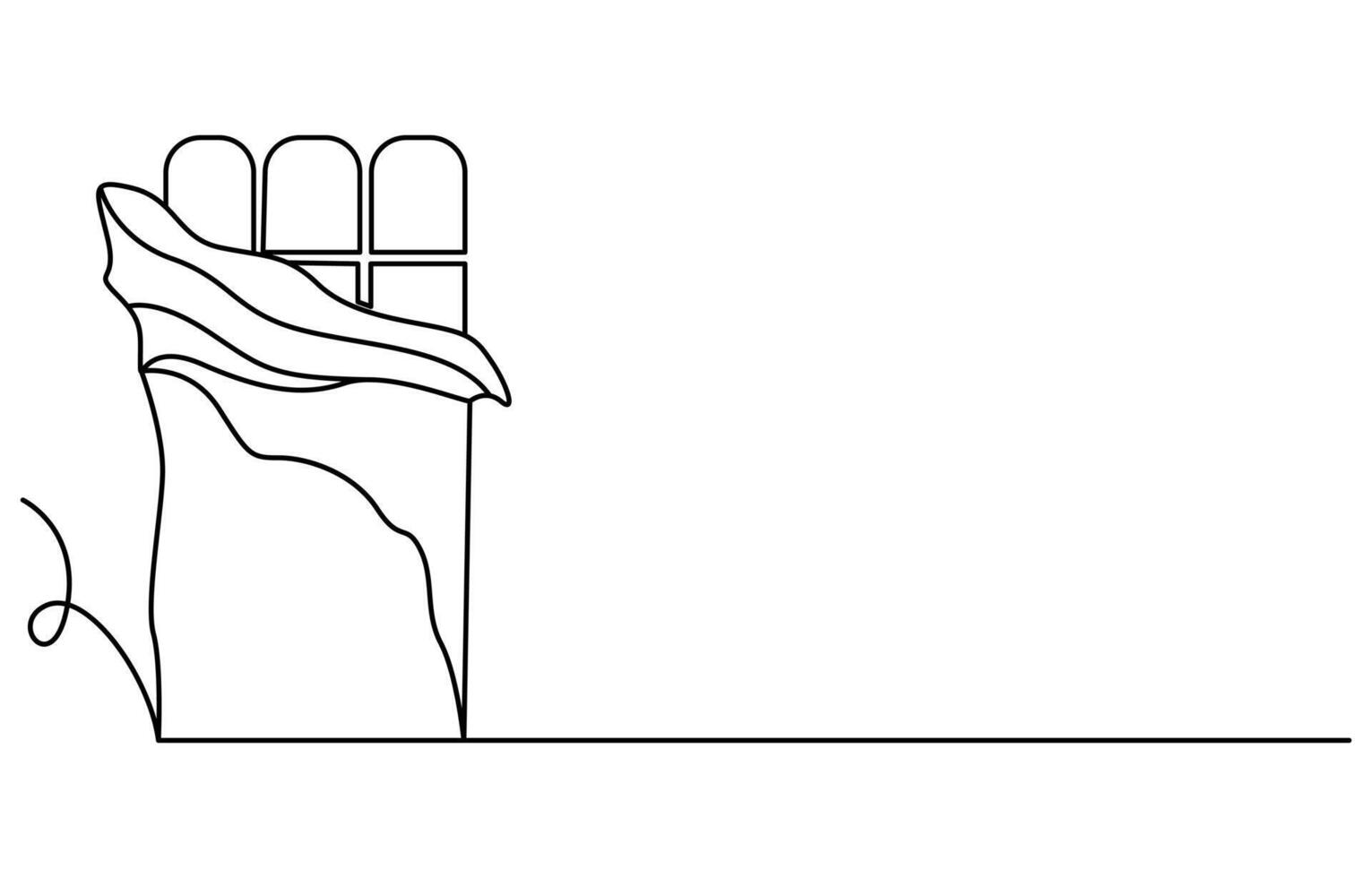A drawing of a chocolate day bar with the word chocolate Single line art. vector