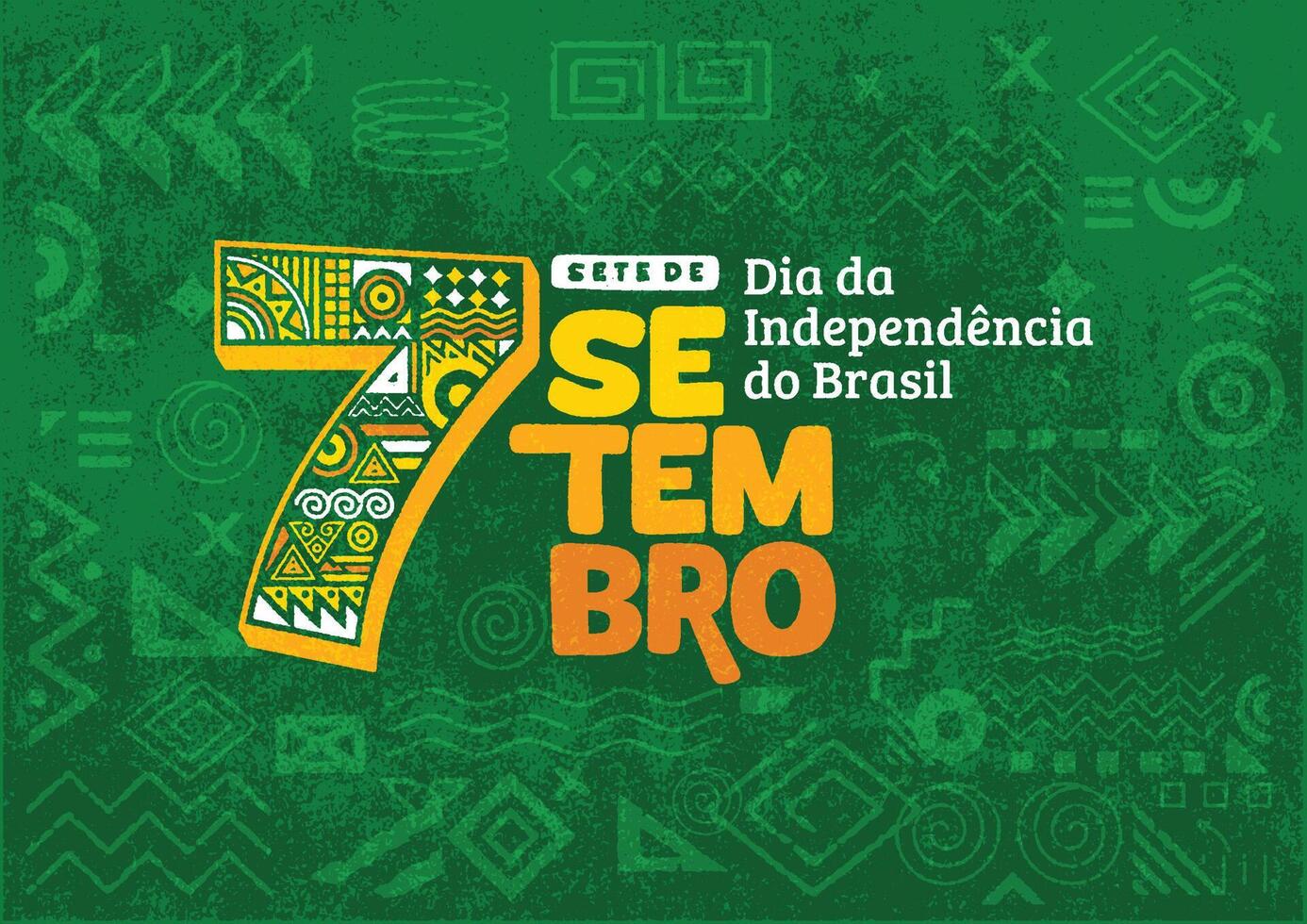 Independence Day of Brazil poster background flyer and social media post with handdrawn geometric shape grunge texture. vector