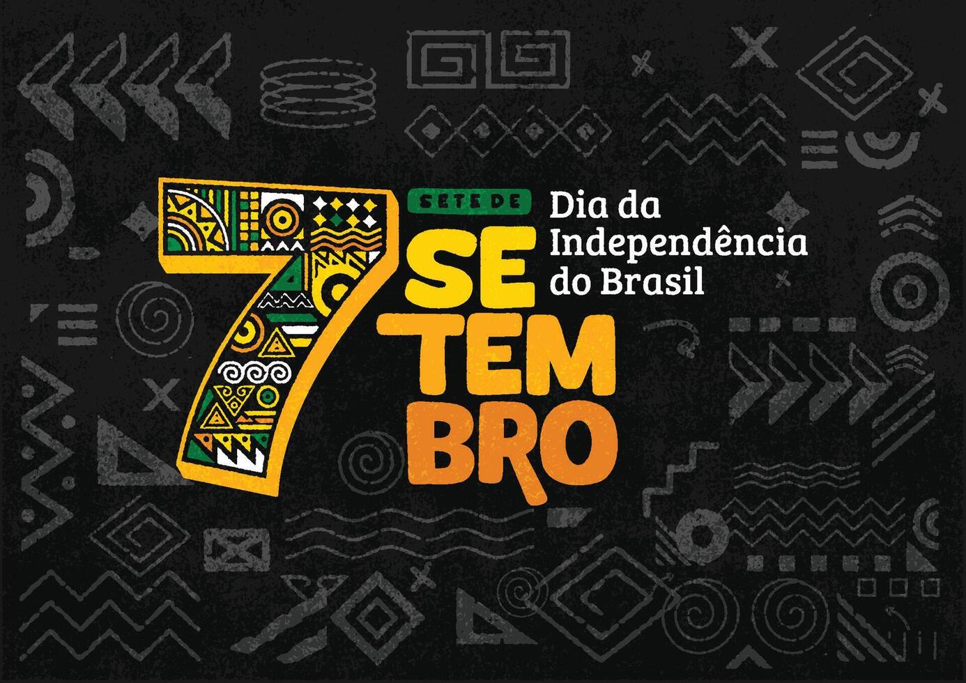 Independence Day of Brazil poster background flyer and social media post with handdrawn geometric shape grunge texture. vector