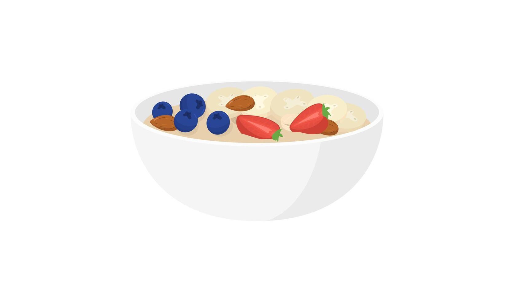 un cuenco de cereal con bayas y nueces vector