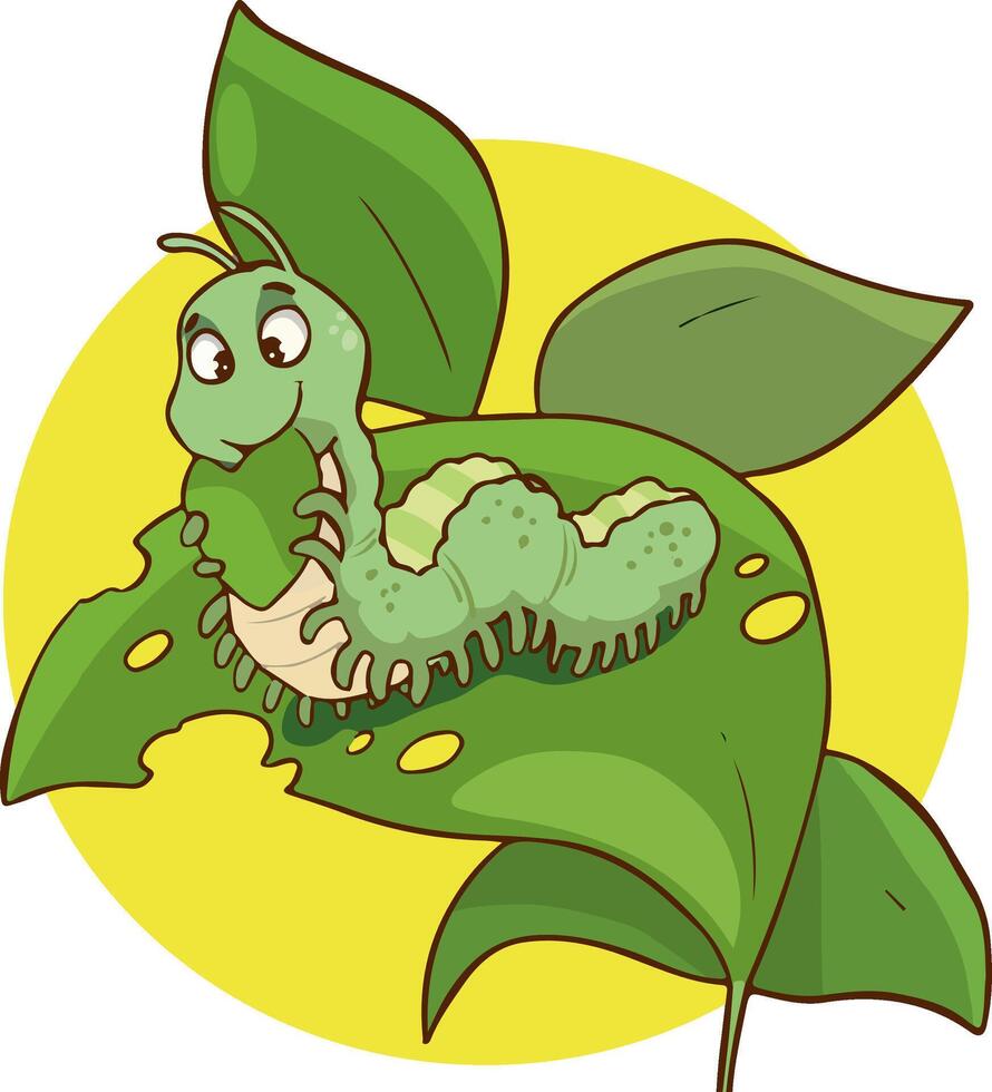 illustration of cute cartoon caterpillar vector