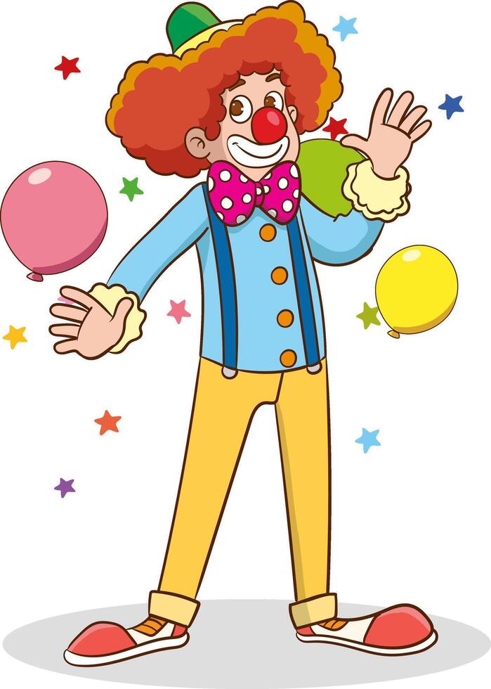 illustration of Cute colorful circus clown cartoon illustration vector