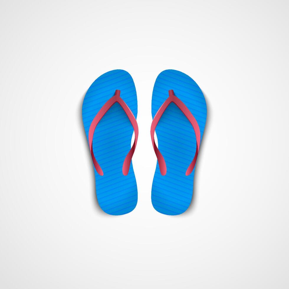 blue flip flops with red straps on a white background vector