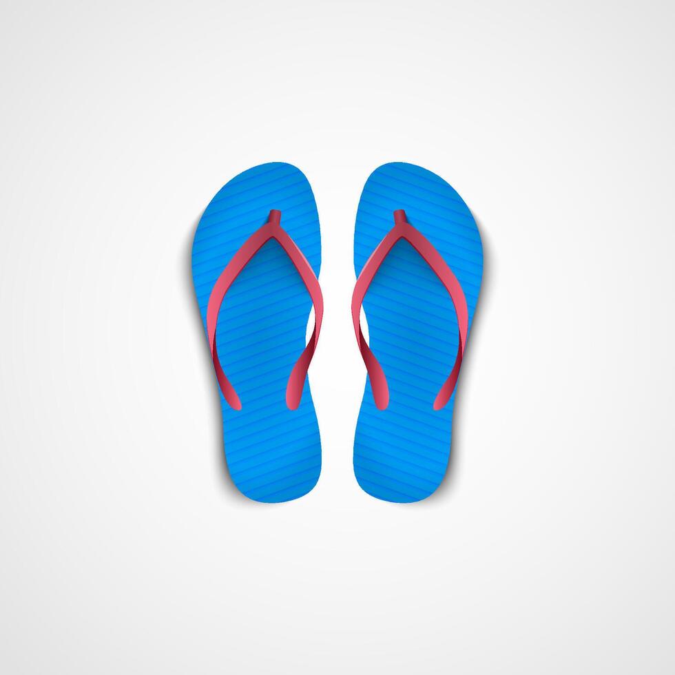 blue flip flops with red straps on a white background vector