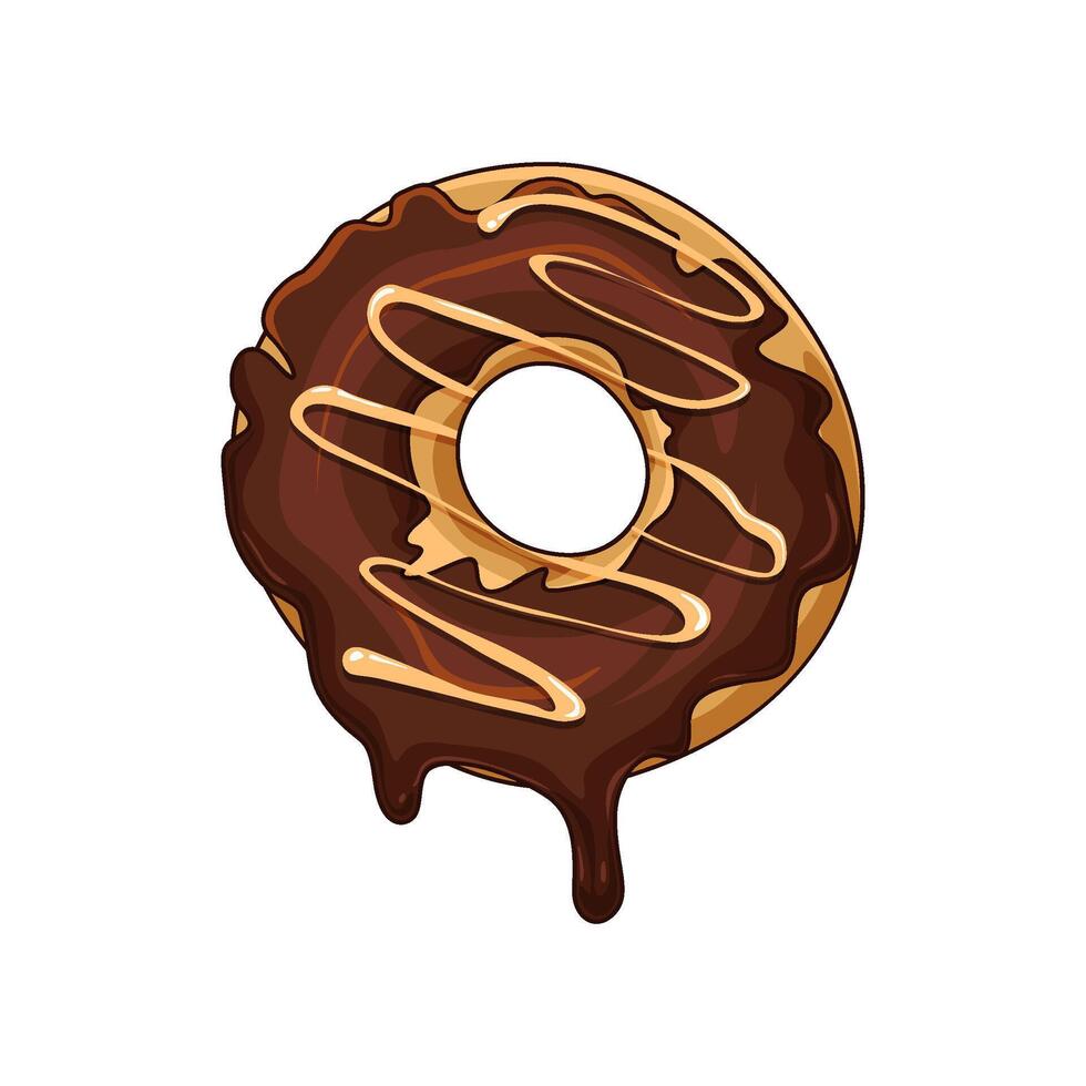 Illustration of donut with chocolate cream clipart on a white background vector