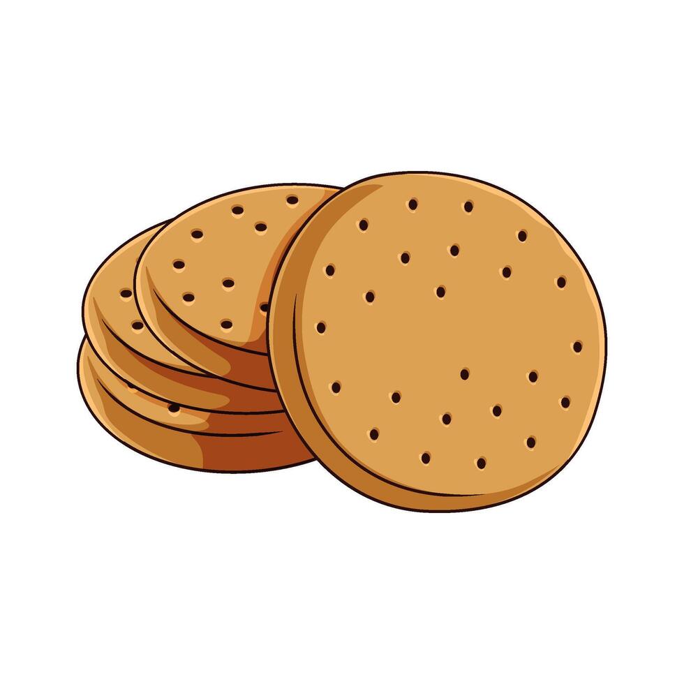 Illustration of biscuit cookie with chocolate cream on a white background in hand-drawn cartoon style vector