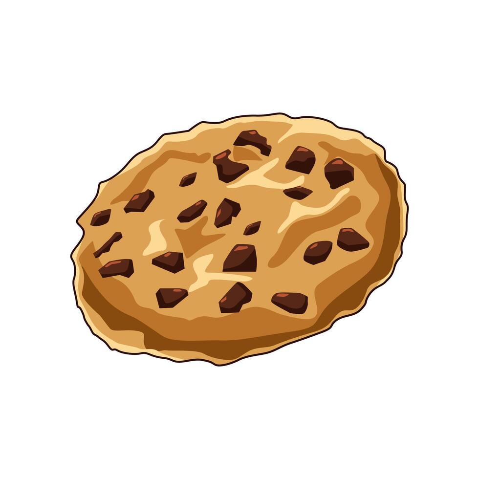 Illustration of biscuit cookie with chocolate cream on a white background in hand-drawn cartoon style vector