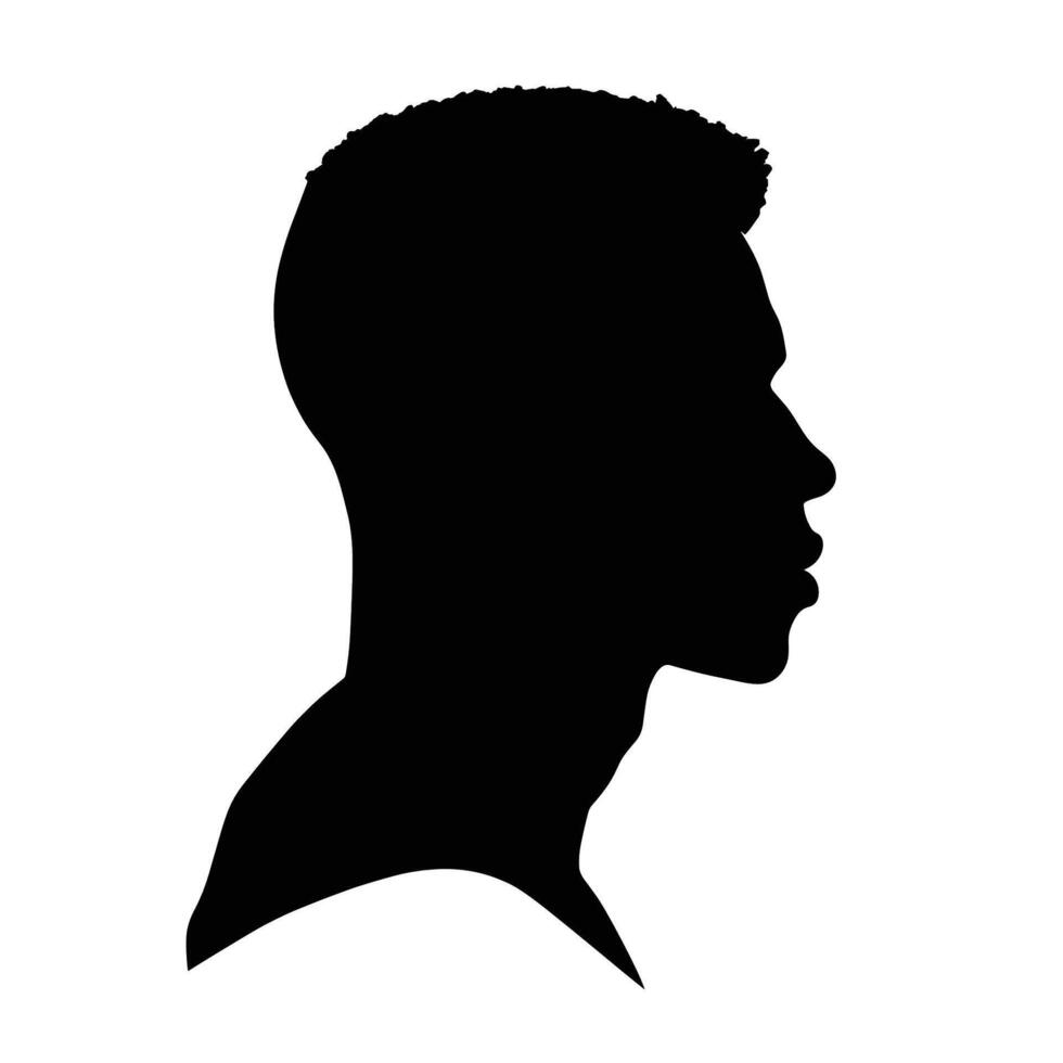 joven hombre silueta perfil con claveteado pelo vector