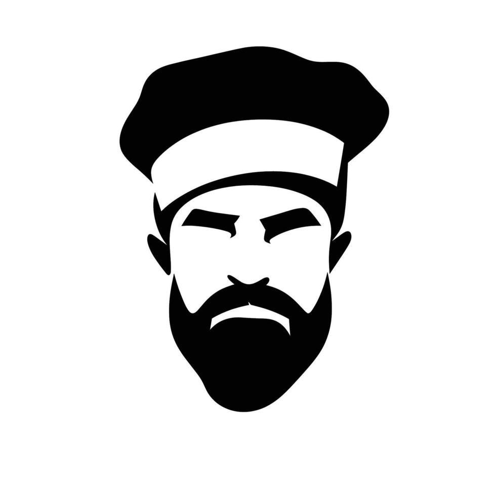 cocinero silueta con barba y sombrero vector