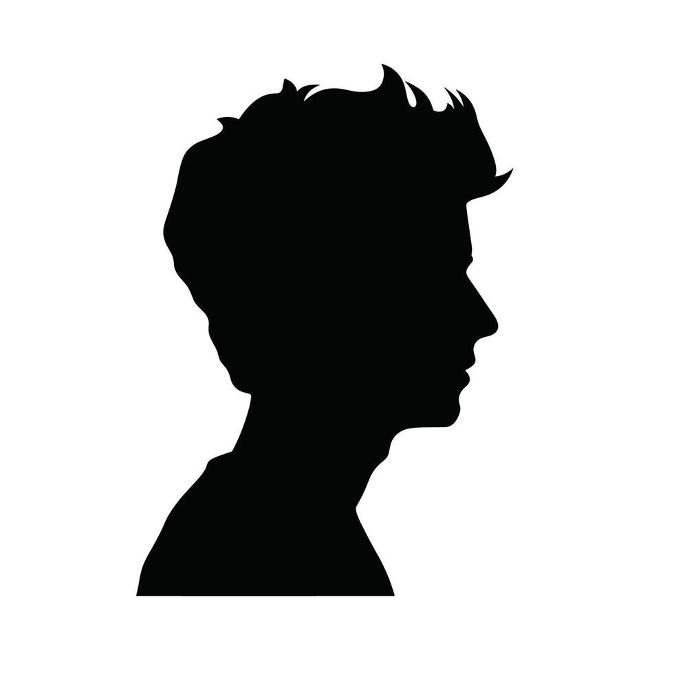 Boy Profile Silhouette with Casual Hairstyle vector