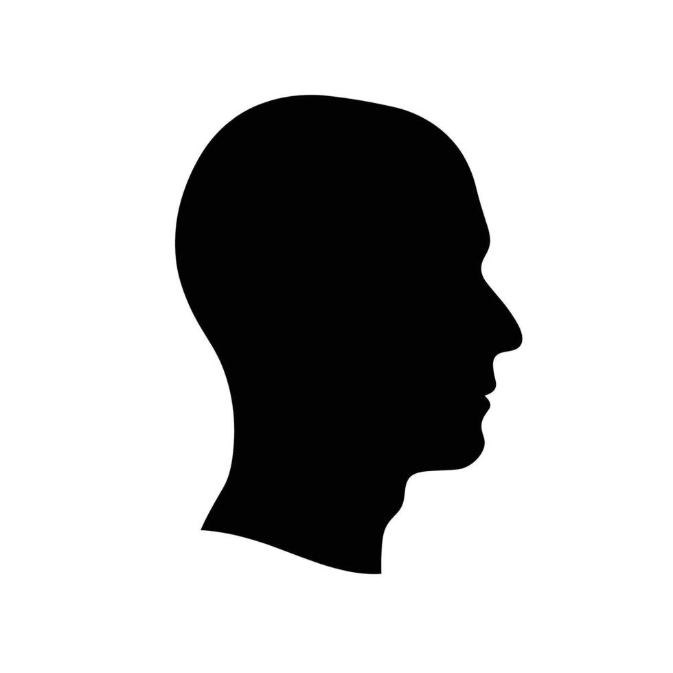 Bald Man Profile Silhouette in Simple Style vector