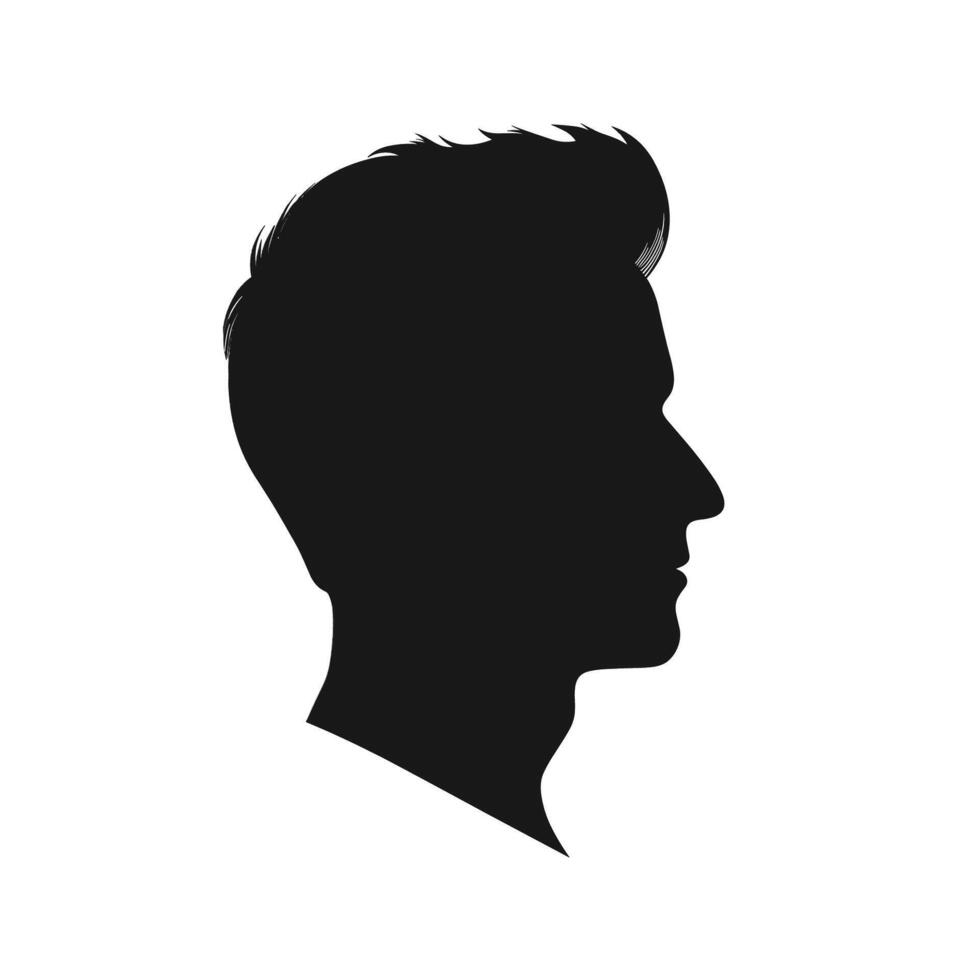 silueta joven hombre moderno peinado lado perfil vector