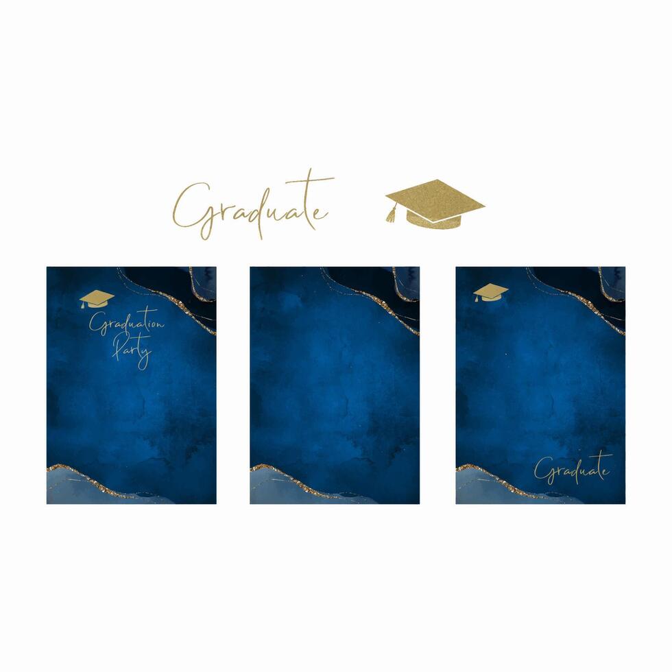 Blue Golden Frame Graduate Card vector