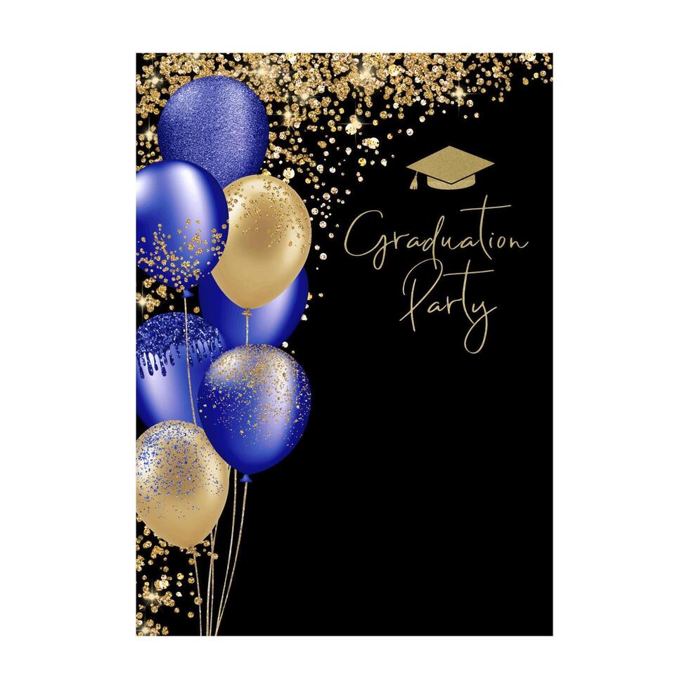 Blue Golden Frame Graduate Card vector