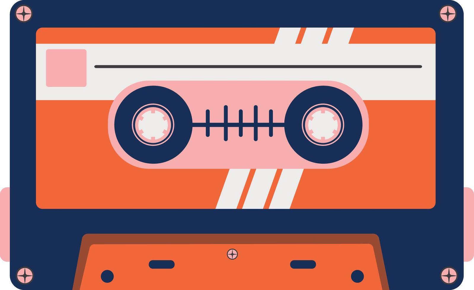 Retro Cassette with Classic Style. 80s Pop Songs and Stereo Music Cassettes. Isolated Icon vector