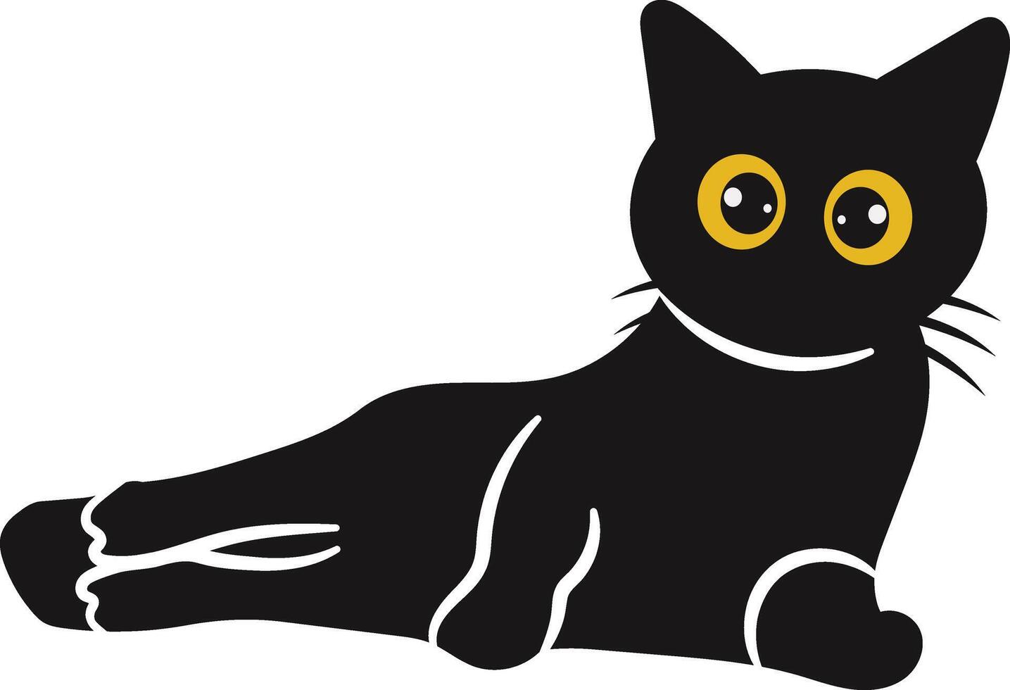 internacional gato día silueta con amarillo ojos. aislado dibujos animados ilustración vector