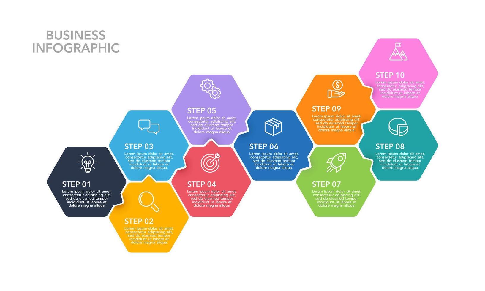 Infographic design 10 processes or steps. vector