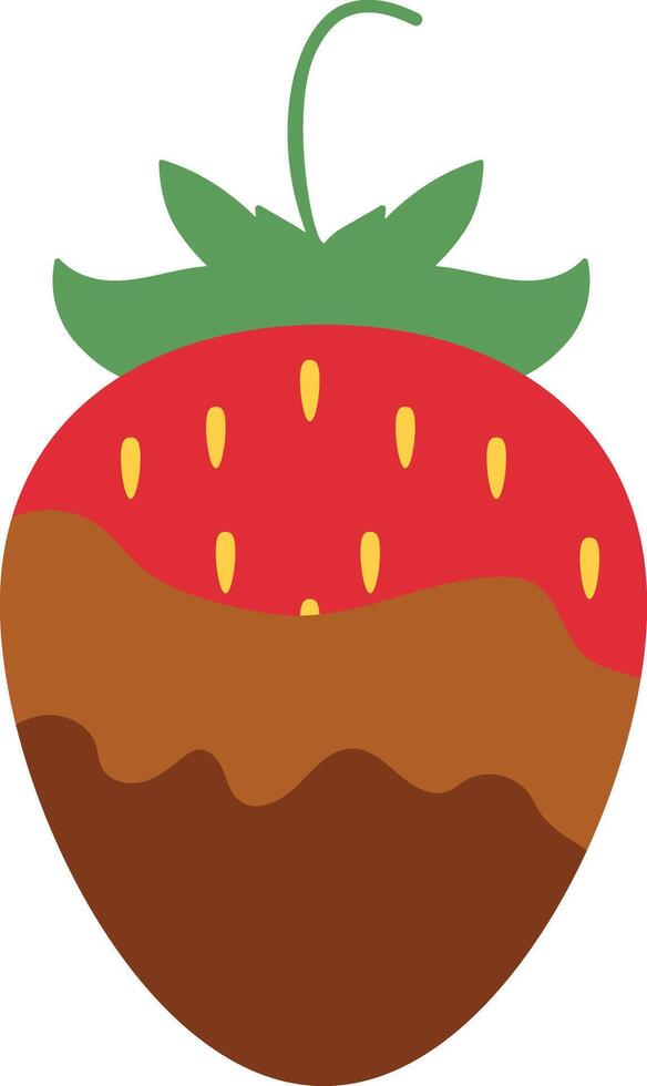 Strawberry Coated Chocolate in Flat Cartoon Design. Melted Chocolate. Isolated Illustration. vector