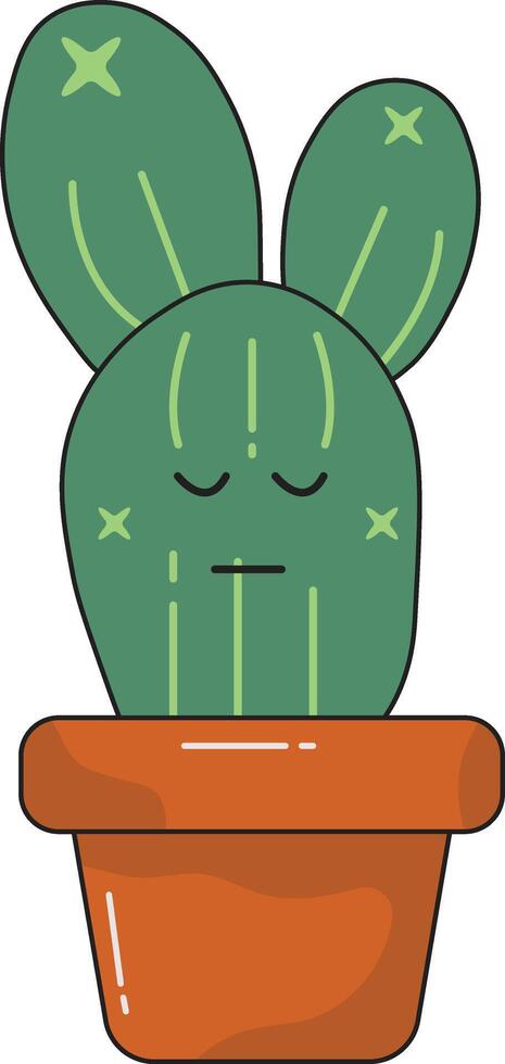 Kawaii Cartoon Potted Cactus in Cute Face. Illustration Design. vector