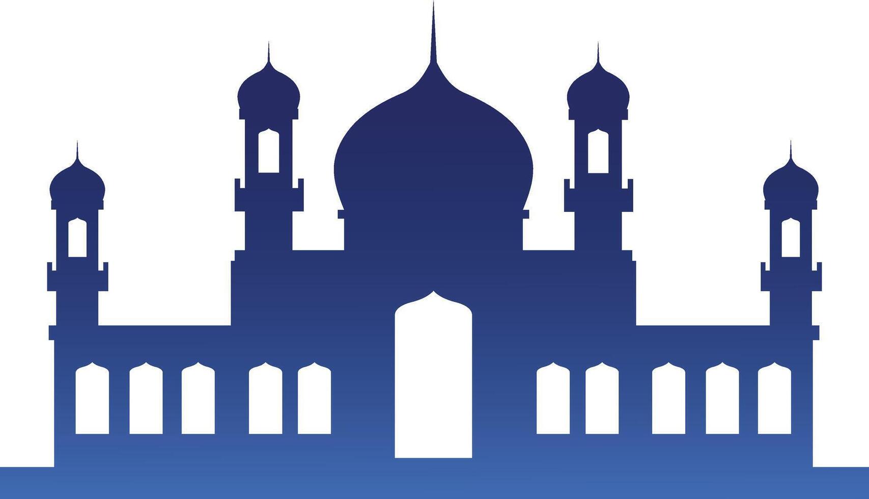 Silhouette of Islamic Mosque on White Background. Color Gradient. Illustration in Flat Style vector