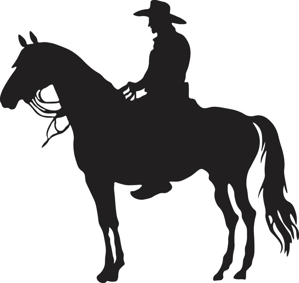 Cowboy Silhouette with Horse and Lasso. Illustration Design. vector