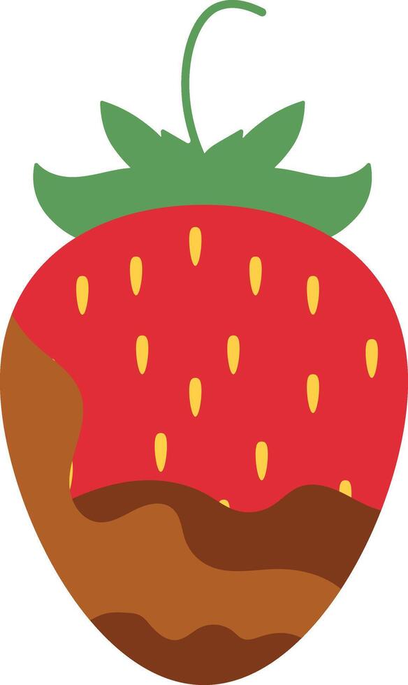 Strawberry Coated Chocolate in Flat Cartoon Design. Melted Chocolate. Isolated Illustration. vector