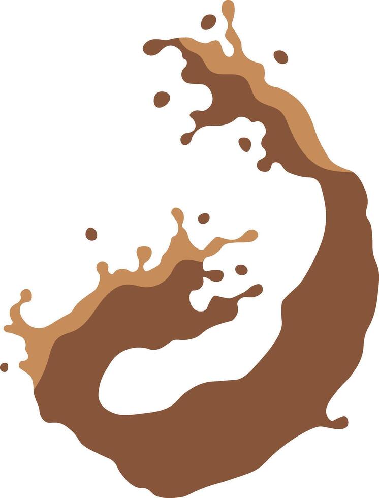 Chocolate Splash in Cartoon Style. Droplet Chocolate. Illustration on White Background vector