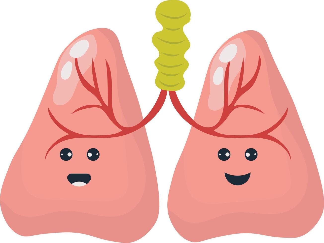 Cute Human Internal Organs. Anatomy Organs Cartoon Character. Isolated on White Background. vector