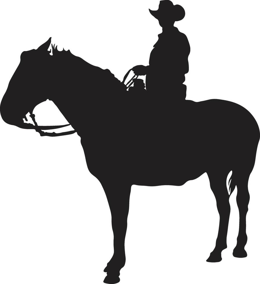 Cowboy Silhouette with Horse and Lasso. Illustration Design. vector