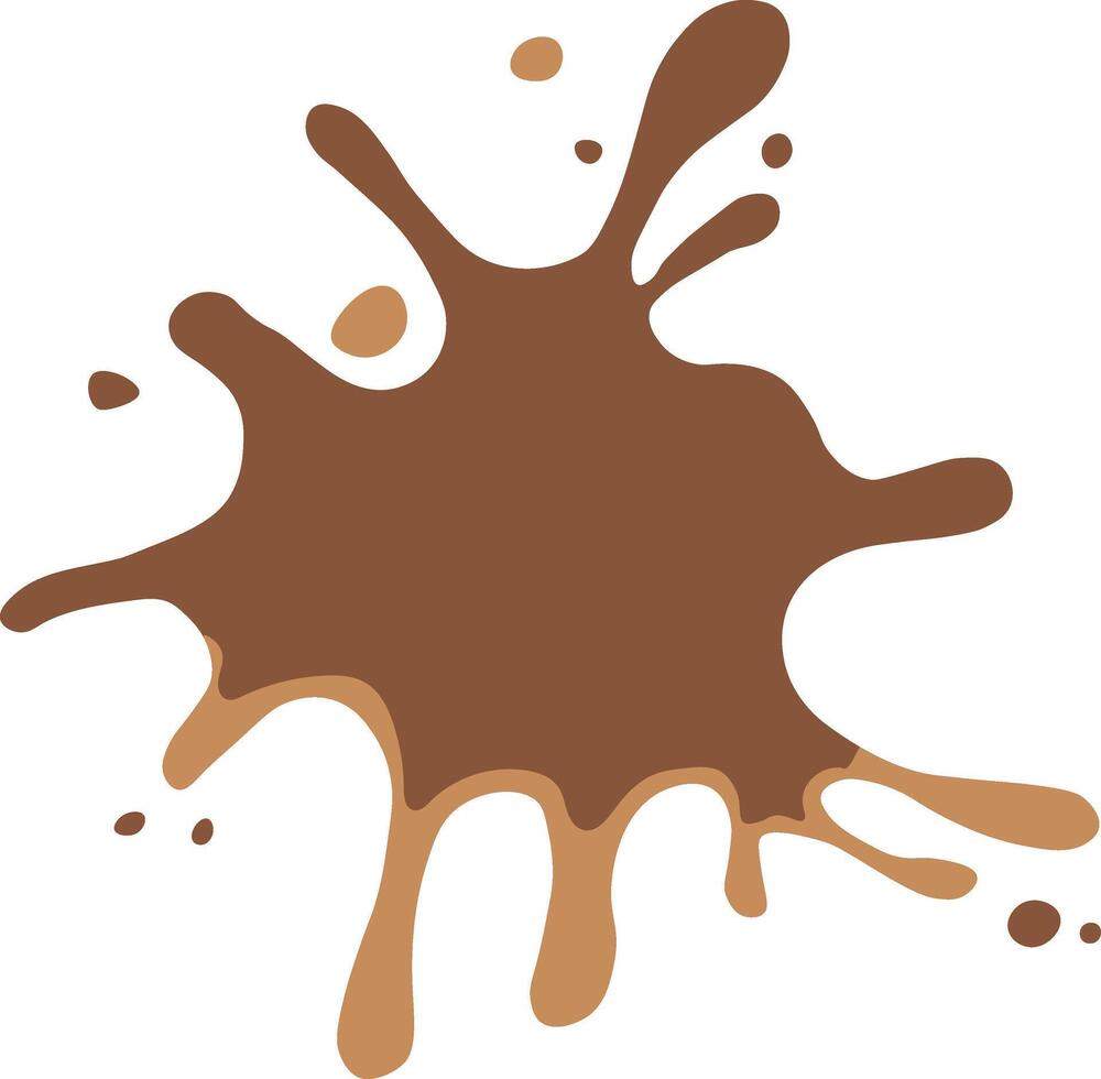 Chocolate Splash in Cartoon Style. Droplet Chocolate. Illustration on White Background vector