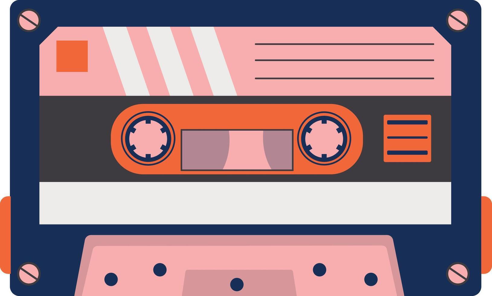 Retro Cassette with Classic Style. 80s Pop Songs and Stereo Music Cassettes. Isolated Icon vector