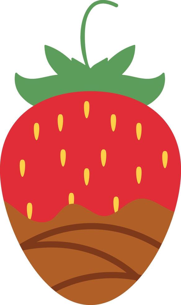 Strawberry Coated Chocolate in Flat Cartoon Design. Melted Chocolate. Isolated Illustration. vector